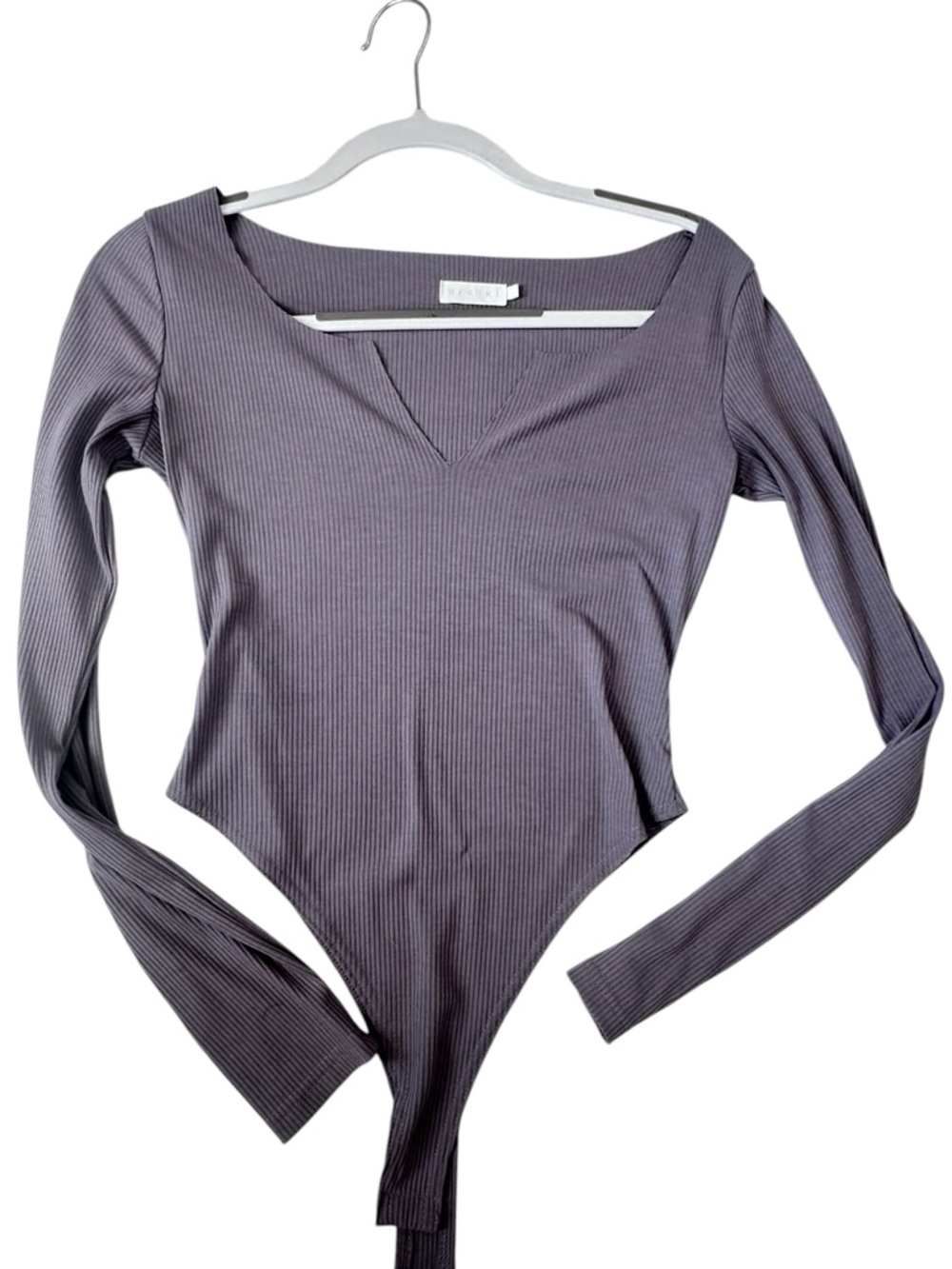Meshki sZ XS V-Neck Ribbed Long Sleeve Bodysuit